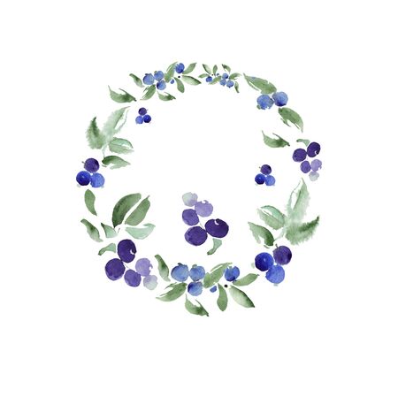 Watercolor floral ornament in a circle. Vector illustration for greeting card.のイラスト素材