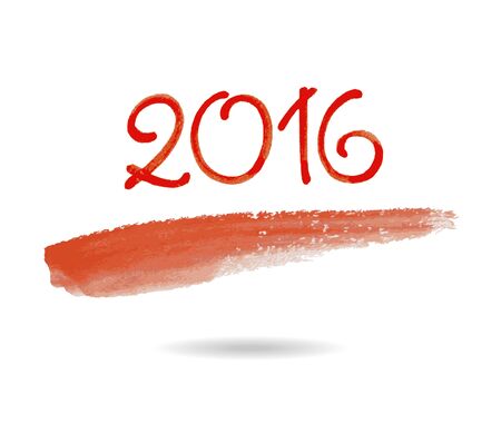 Happy new year 2016. Watercolor vector. Inscription 2016のイラスト素材