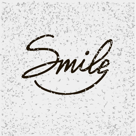 Hand drawn typography poster. Stylish typographic poster design with inscription  smile. Used for greeting cards, posters and print invitations.のイラスト素材