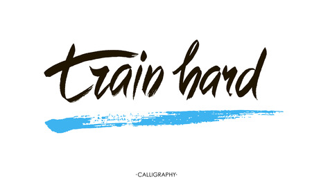 Train hard. Motivational quote about sport, job and diligence. lettering for gym posters, social media content, cardsのイラスト素材