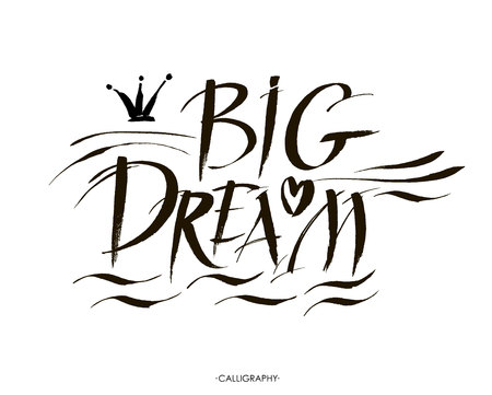 Big dream hand painted brush lettering. Vector illustrationのイラスト素材