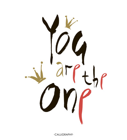 Inspirational quote You are the one isolated on white background. Modern hand brush lettering. Vector illustration.のイラスト素材