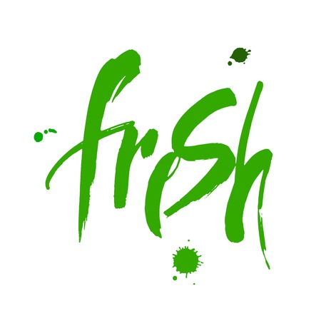 Fresh. Modern brush calligraphy. Isolated on white background. Design for logo, stamp, badge, label.のイラスト素材