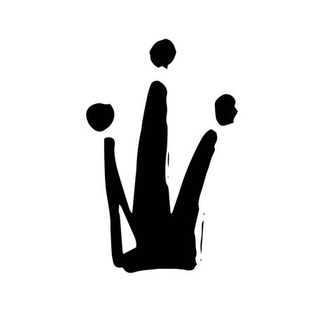 Crown doodle icon. Modern brush ink. Isolated on white background.のイラスト素材