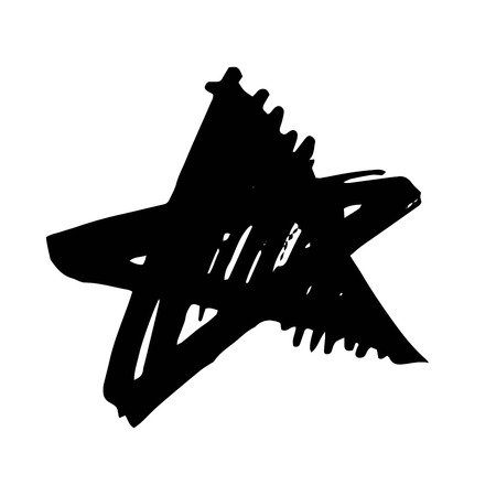Star. Hand drawn paint object for design use. Abstract brush drawing. Vector art illustration grunge star. Isolated on white background.のイラスト素材