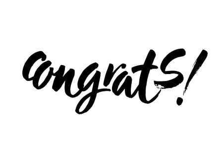 Congrats hand written lettering for congratulations card, greeting card, invitation, poster and print. Modern brush calligraphy. Isolated on background. Vector illustration.のイラスト素材