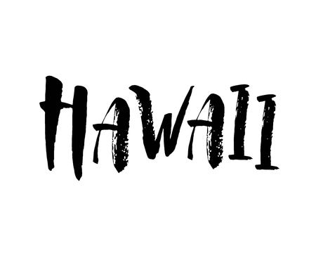 Hawaii, text design. Typography poster. Usable as background. Modern brush calligraphy. Ink hand lettering. Vector illustrationのイラスト素材