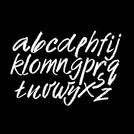 Vector Pastel or Chalk Style Hand Drawn Alphabet Font. Calligraphy alphabet on a black backgroundのイラスト素材
