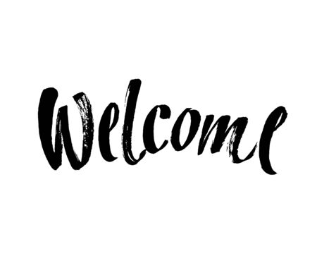 Welcome lettering. Handwritten modern calligraphy, brush painted letters. Vector illustration. Template for banners, posters, merchandising, web design or photo overlays.のイラスト素材