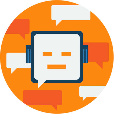Chatbot Abstract Icon illustration.  Chatterbot Futuristic technology concept isolated vector. Transparent.のイラスト素材