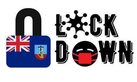 Montserrat Lockdown for  Outbreak quarantine.   Pandemic Crisis Emergency. Montserrat flag lockdown concept illustration on white backgroundの写真素材