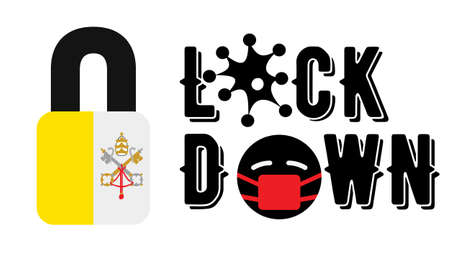 Vatican City Lockdown for  Outbreak quarantine.    Pandemic Crisis Emergency. Vatican City flag lockdown concept illustration on white backgroundの写真素材