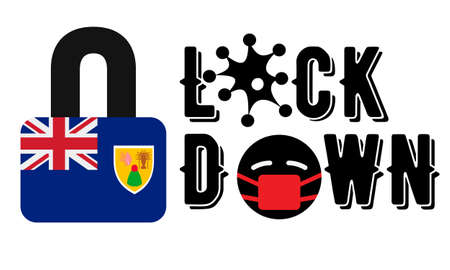 Turks and Caicos Lockdown for  Outbreak quarantine.  Pandemic Crisis Emergency. Turks and Caicos flag lockdown concept illustration on white backgroundの写真素材