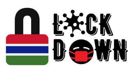 Gambia Lockdown for  Outbreak quarantine.   Pandemic Crisis Emergency. Gambia flag lockdown concept illustration on white backgroundの写真素材