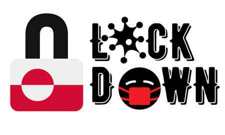 Greenland Lockdown for  Outbreak quarantine.   Pandemic Crisis Emergency. Greenland flag lockdown concept illustration on white backgroundの写真素材
