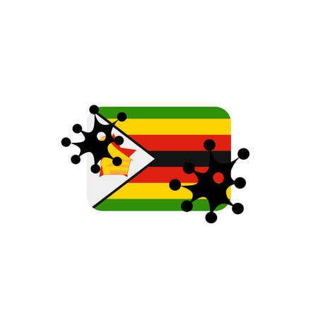 Virus attack on Zimbabwe flag concept illustration on white backgroundの写真素材