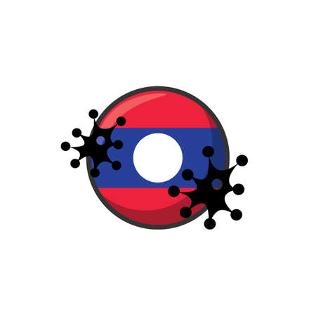 Virus attack on Laos flag concept illustration on white backgroundの写真素材