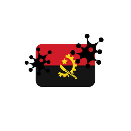 Virus attack on Angola flag concept illustration on white backgroundの素材 [FY310172324979]