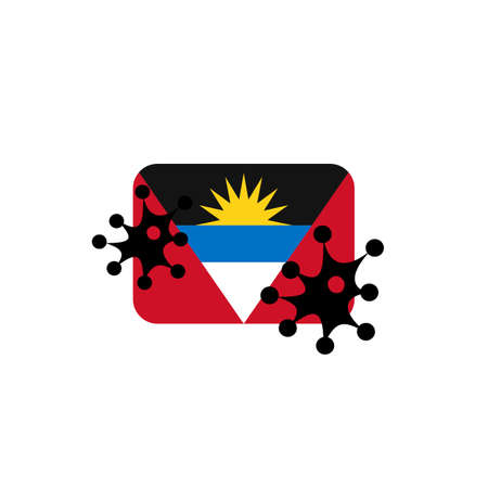 Virus attack on Antigua and Barbuda flag concept illustration on white backgroundの写真素材