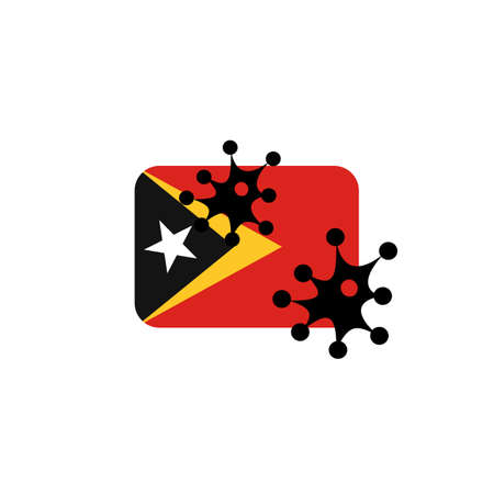 Virus attack on Timor-Leste flag concept illustration on white backgroundの写真素材