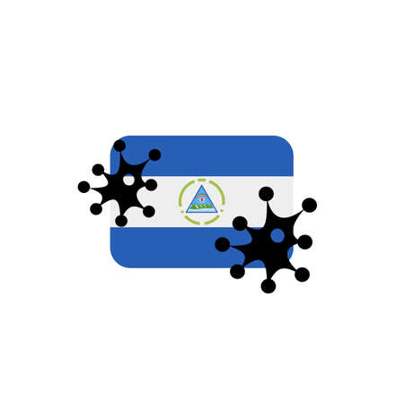 Virus attack on Nicaragua flag concept illustration on white backgroundの写真素材