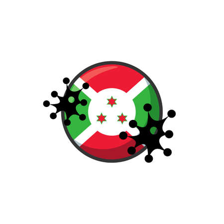 Virus attack on Burundi flag concept illustration on white backgroundの写真素材