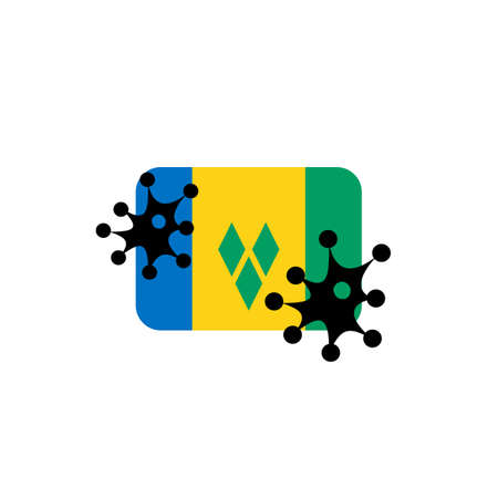 Virus attack on St  Vincent Grenadines flag concept illustration on white backgroundの写真素材