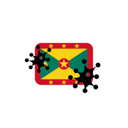 Virus attack on Grenada flag concept illustration on white backgroundの写真素材