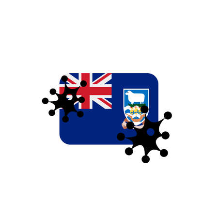 Virus attack on Falkland Islands flag concept illustration on white backgroundの写真素材