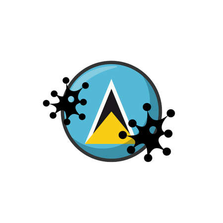 Virus attack on Saint Lucia flag concept illustration on white backgroundの写真素材