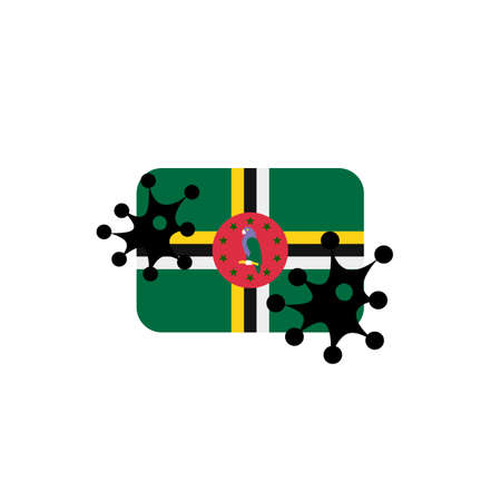 Virus attack on Dominica flag concept illustration on white backgroundの写真素材