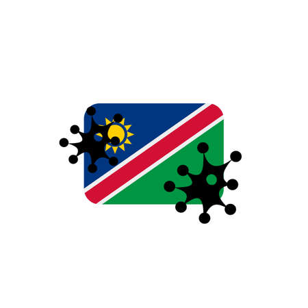 Virus attack on Namibia flag concept illustration on white backgroundの写真素材