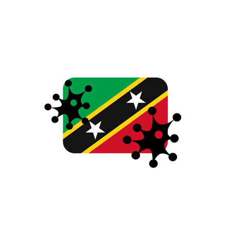 Virus attack on Saint Kitts and Nevis flag concept illustration on white backgroundの写真素材