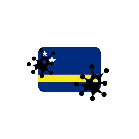 Virus attack on Curacao flag concept illustration on white backgroundの写真素材