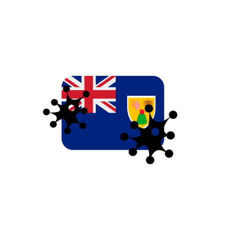 Virus attack on Turks and Caicos flag concept illustration on white backgroundの写真素材