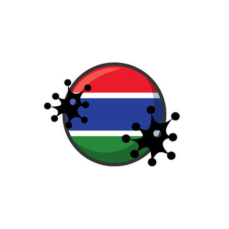 Virus attack on Gambia flag concept illustration on white backgroundの写真素材