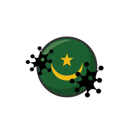Virus attack on Mauritania flag concept illustration on white backgroundの写真素材
