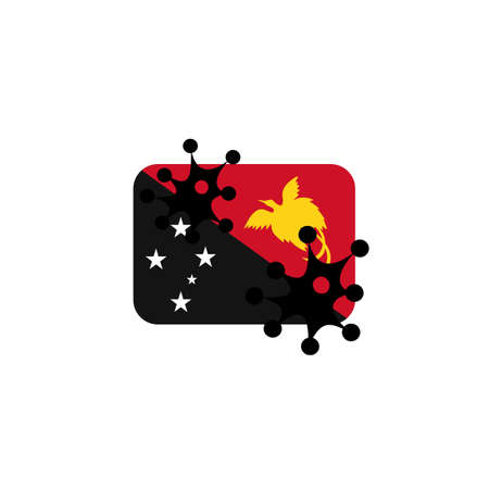 Virus attack on Papua New Guinea flag concept illustration on white backgroundの写真素材