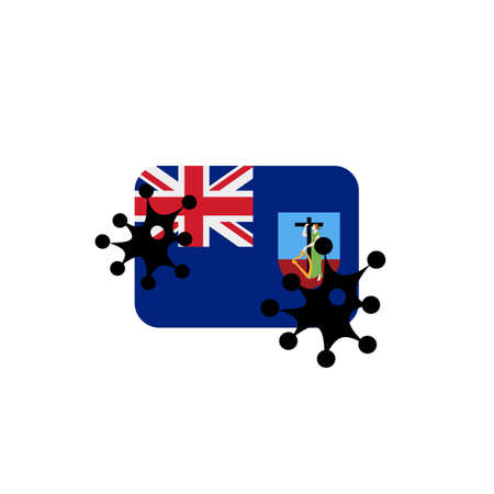 Virus attack on Montserrat flag concept illustration on white backgroundの写真素材