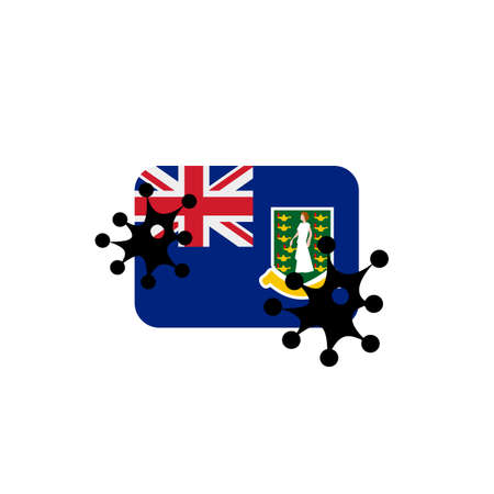 Virus attack on British Virgin Islands flag concept illustration on white backgroundの写真素材