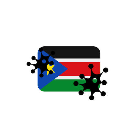 Virus attack on South Sudan flag concept illustration on white backgroundの写真素材