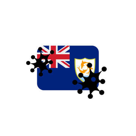 Virus attack on Anguilla flag concept illustration on white backgroundの写真素材