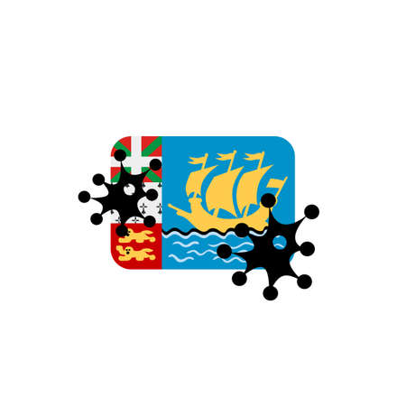 Virus attack on Saint Pierre Miquelon flag concept illustration on white backgroundの写真素材