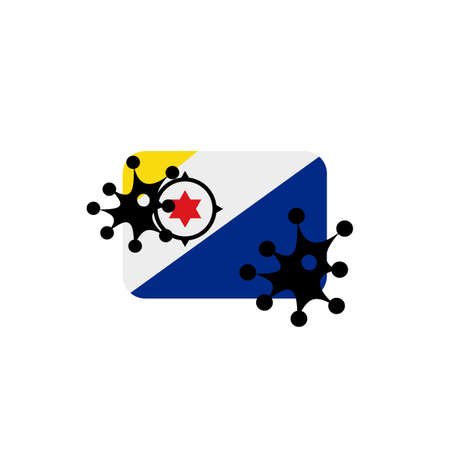 Virus attack on Caribbean Netherlands flag concept illustration on white backgroundの写真素材