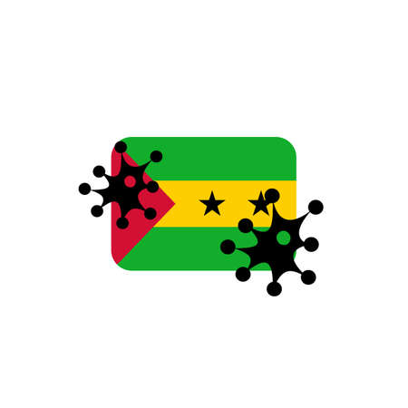 Virus attack on SÃ£o TomÃ© and PrÃ­ncipe flag concept illustration on white backgroundの写真素材