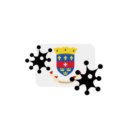 Virus attack on Saint BarthÃ©lemy flag concept illustration on white backgroundの写真素材