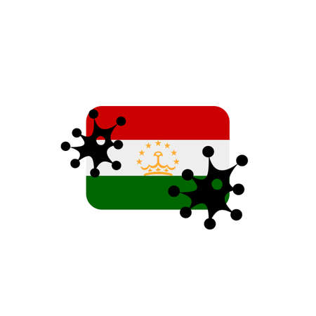 Virus attack on Tajikistani flag concept illustration on white backgroundの写真素材