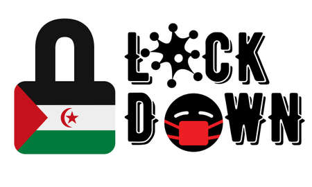 Western Sahara Lockdown for  Outbreak quarantine.   Pandemic Crisis Emergency. Western Sahara flag lockdown concept illustration on white backgroundの写真素材