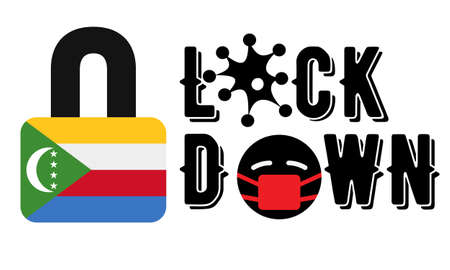 Comoros Lockdown for  Outbreak quarantine.  Pandemic Crisis Emergency. Comoros flag lockdown concept illustration on white backgroundの写真素材