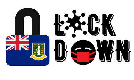 British Virgin Islands Lockdown for   Outbreak quarantine.  Pandemic Crisis Emergency. British Virgin Islands flag lockdown concept illustration on white backgroundの写真素材